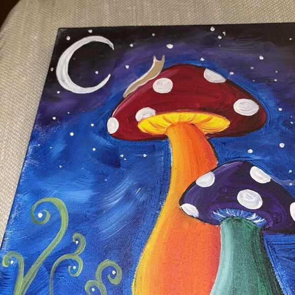 Alice in Wonderland Through the Looking Glass Mushroom Acrylic Painting Canvas - Picture 7 of 9
